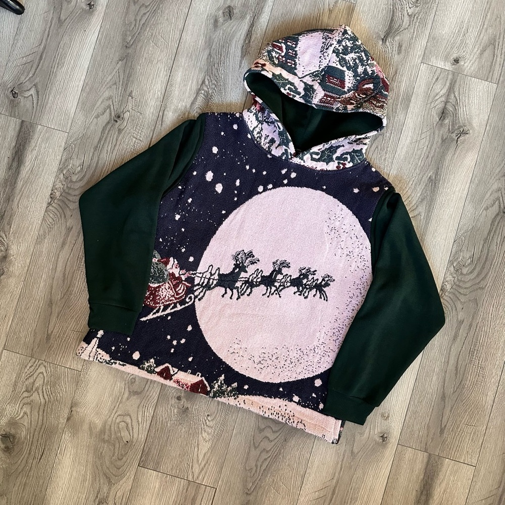 Upcycled Christmas Tapestry Hoodie